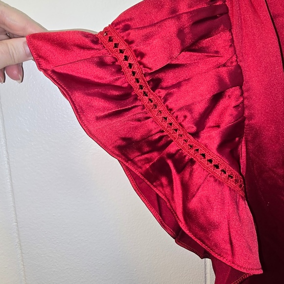 Size Large Max Studio London Flutter Sleeve Satin Midi Dress - NWT! - Picture 10 of 11